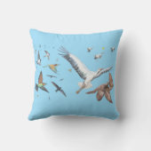 渡り鳥の飛行を追跡するイラストレーション クッション (裏面)