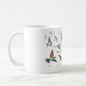 渡り鳥の飛行を追跡するイラストレーション コーヒーマグカップ (左)