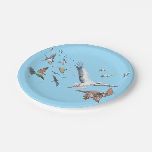 渡り鳥の飛行を追跡するイラストレーション ペーパープレート (アングル)