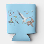 渡り鳥の飛行を追跡するイラストレーション 缶クーラー (裏面)