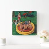 渡るプール スクエア壁時計 (ホーム)