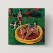 渡るプール 缶バッジ (正面)