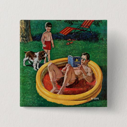 渡るプール 缶バッジ (正面)