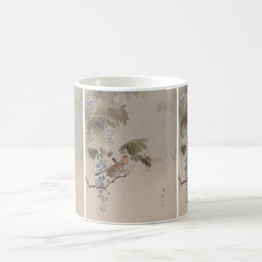 渡辺省亭による花鳥画 コーヒーマグカップ (中央)