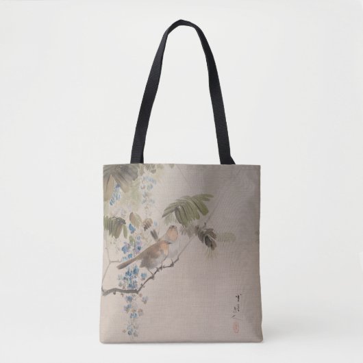 渡辺省亭による花鳥画 トートバッグ (正面)