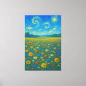 渦お洒落巻く空の下の野草地 キャンバスプリント (正面)