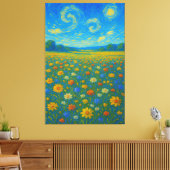 渦お洒落巻く空の下の野草地 キャンバスプリント (インサイチュ (リビング))