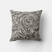 渦が渦を巻く黒と白の撚り クッション (裏面)