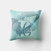 渦きらめくSweet sixteenティール（緑がかった色）ID652 クッション (裏面)