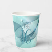 渦きらめくSweet sixteenティール（緑がかった色）ID652 紙コップ (裏面)