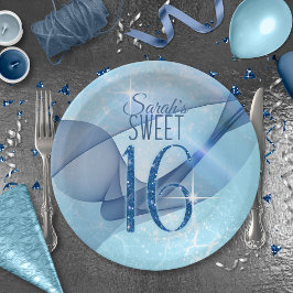 渦きらめくSweet sixteen青ID652 ペーパープレート