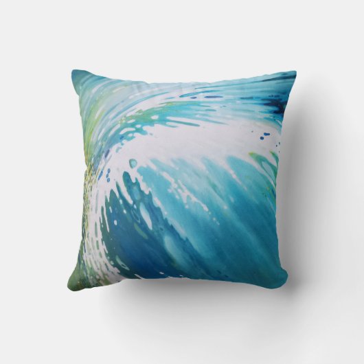 渦の波のJuul著沿岸ビーチの抽象芸術の枕 クッション (裏面)