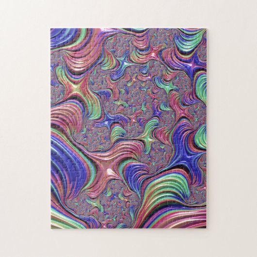 渦カラフル抽象芸術渦巻トリップ(幻覚体験)のような形フラクタル ジグソーパズル (縦)