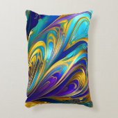 渦カラフル抽象芸術、青金ゴールド紫 アクセントクッション (正面(垂直))