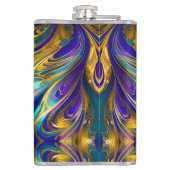 渦カラフル抽象芸術、青金ゴールド紫 フラスク (裏面)