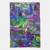 渦巻およびラインとのすべての色 キッチンタオル (縦)