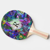 渦巻およびラインとのモノグラムのカラフルの抽象芸術 卓球ラケット (横)