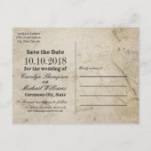 渦巻きと繁栄のアンティーク結婚式の日付を保存 案内ポストカード (裏面)