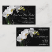 渦巻きのあるドラマチックな黒と白のランの花 名刺 (正面/裏面)