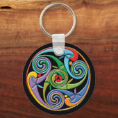 渦巻きのある美しいケルトカラフル曼荼羅 キーホルダー (正面)