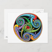 渦巻きのある美しいケルトカラフル曼荼羅 ポストカード (正面/裏面)