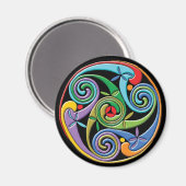 渦巻きのある美しいケルトカラフル曼荼羅 マグネット (正面/裏面)
