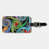 渦巻きのある美しいケルトカラフル曼荼羅 ラゲッジタグ (正面横)