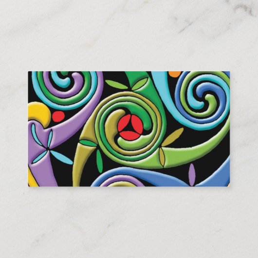 渦巻きのある美しいケルトカラフル曼荼羅 名刺 (裏面)