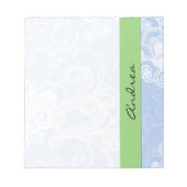 渦巻きのパターン、旋回のパターン、青、あなたの名前 ノートパッド (正面)