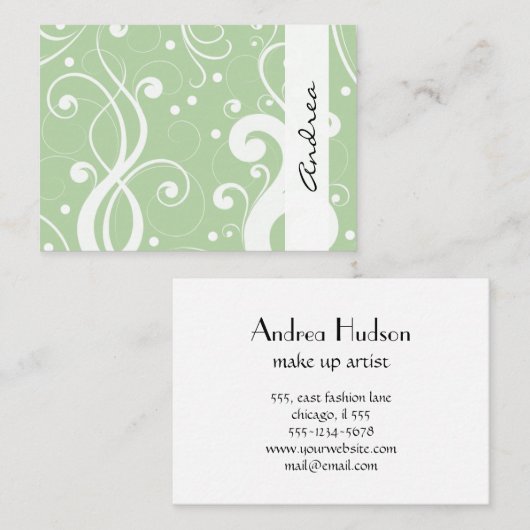渦巻きのパターン、旋回パターン、旋回、緑 名刺 (正面/裏面)
