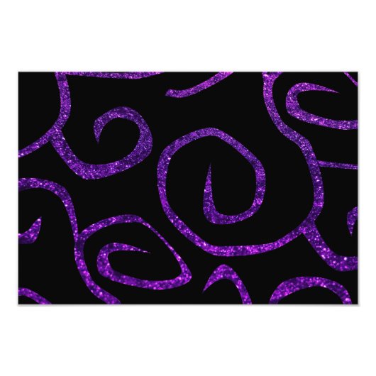 渦巻きのパターン、旋回パターン、紫のグリッター フォトプリント            (正面)