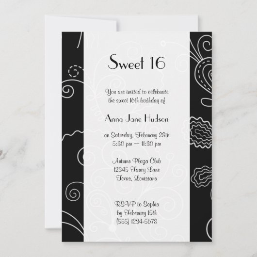 渦巻きのパターン、渦巻きのパターン、渦巻形の甘い16 招待状 (正面)