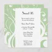 渦巻きのパターン、渦巻きのパターン、緑、甘い16 招待状 (正面/裏面)
