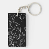 渦巻きの模様、黒と白、あなたの名前 キーホルダー (裏面)