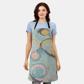 渦巻きエレガントとカールを持つモザイクタイルデザイン エプロン (着用した状態)