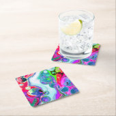 渦巻きカラフル抽象芸術バブル流体アート スクエアペーパーコースター (インサイチュ)