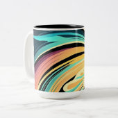 渦巻きカラフル抽象芸術背景マグカップ ツートーンマグカップ (正面左)