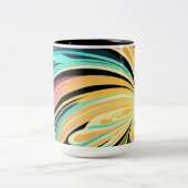 渦巻きカラフル抽象芸術背景マグカップ ツートーンマグカップ (中央)