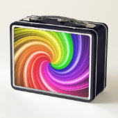 渦巻きカラフル絞り染め虹渦アートパターン メタルランチボックス (裏面)