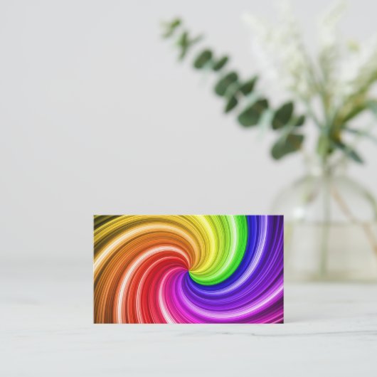 渦巻きカラフル絞り染め虹渦アートパターン 名刺 (スタンド正面)