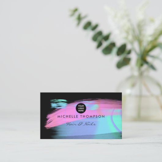渦巻きカラフル絵を描型名刺 名刺 (スタンド正面)