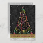 渦巻きクリスマスツリー ホリデーパーティー招待状 招待状 (正面/裏面)