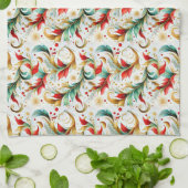 渦巻きクリスマスフローラ キッチンタオル (折り畳み)