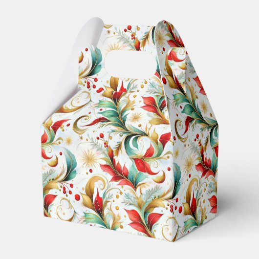 渦巻きクリスマス花柄 フェイバーボックス (正面サイド)