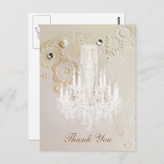 渦巻きシャンデリアのヴィンテージ感謝していウェディングユー ポストカード (正面/裏面)