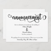 渦巻きスクリプトの結婚延期の発表 招待状 (正面/裏面)