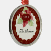 渦巻きスクロールアートクリスマスポインセチアパーソナライズされた メタルオーナメント (右)