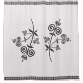 渦巻きスタイルフローラ&観賞用パターンの葉 シャワーカーテン (正面)