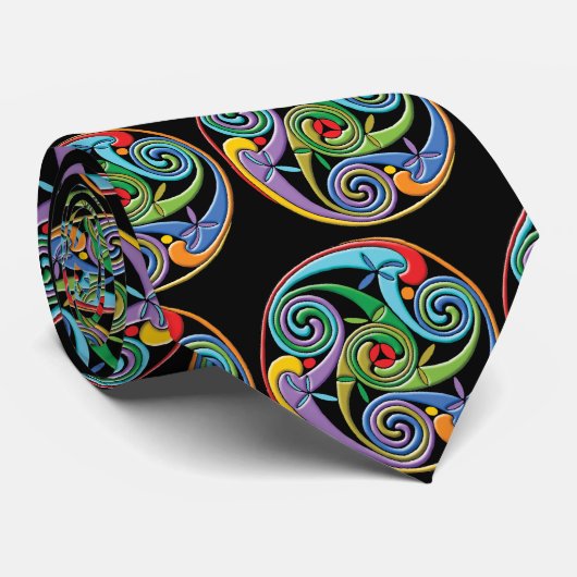 渦巻きタイと美しいカラフルケルト曼荼羅 ネクタイ (ロール)