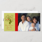 渦巻きツリーかわいい鳥スノーフレーク陽気なクリスマス シーズンカード (正面/裏面)